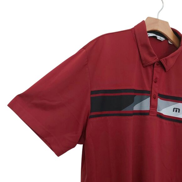 Travis Mathew Polo Shirt Mens XL Burgundy Short Sleeve Golf Performance Casual - Picture 3 of 11